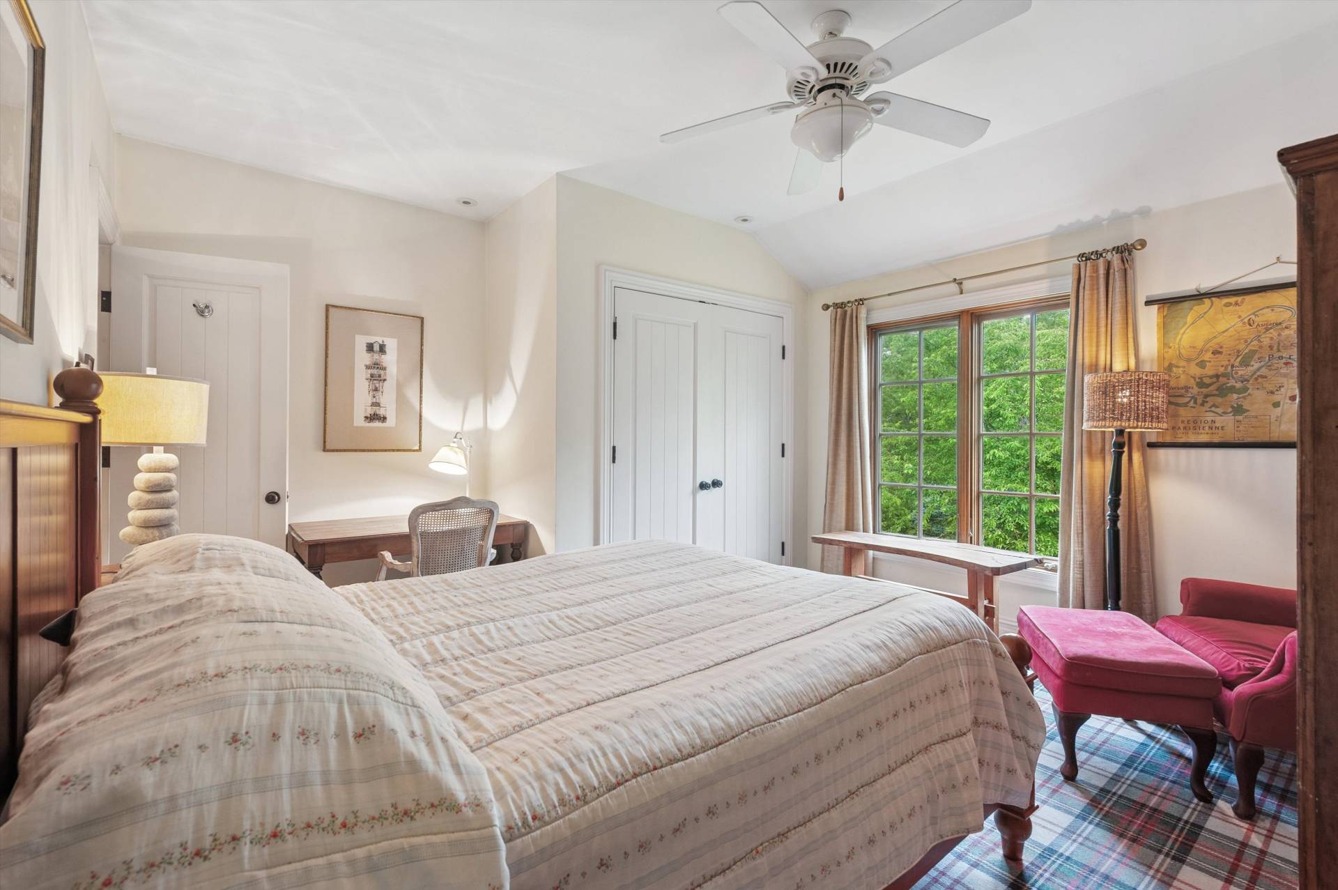 200 Great Hill Road Southampton, NY 11968 - Photo 19 of 44 a bedroom with a bed and a chandelier