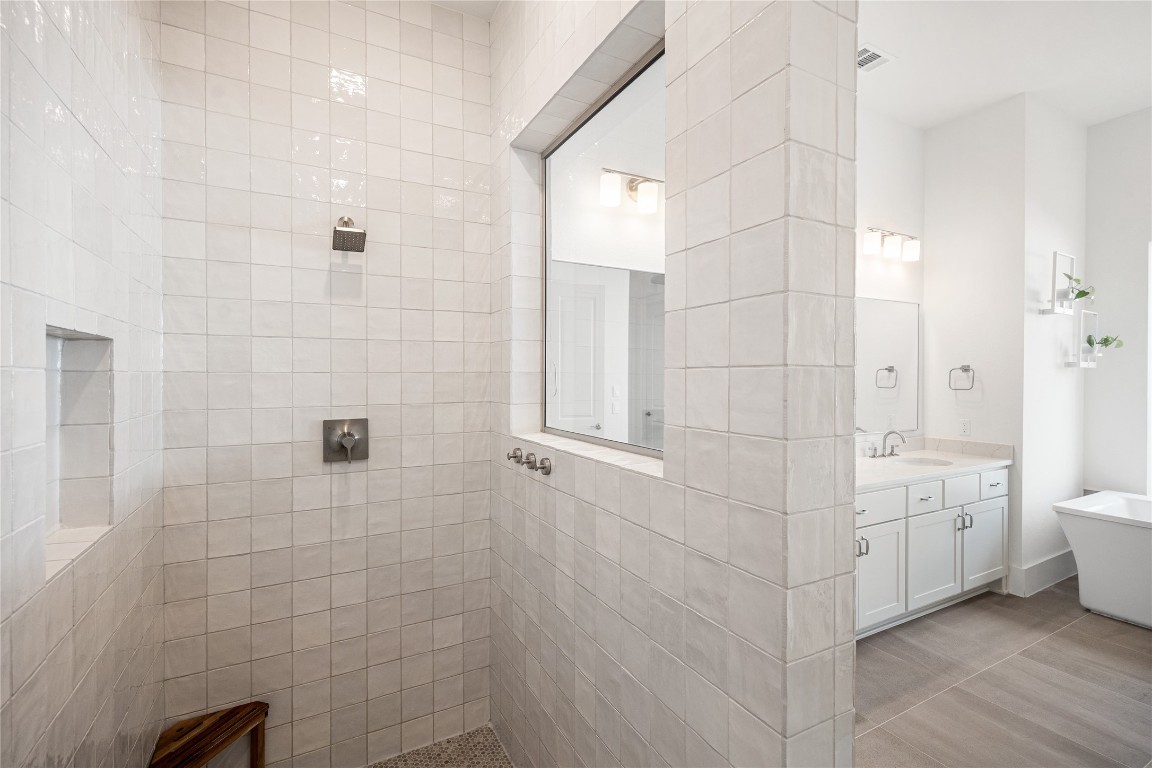 4114 Pleasant Ridge Drive Spring, TX 77386 - Photo 20 of 48 Upgraded oversized shower featuring stunning tile work, creating a spa-like retreat with both style and comfort.