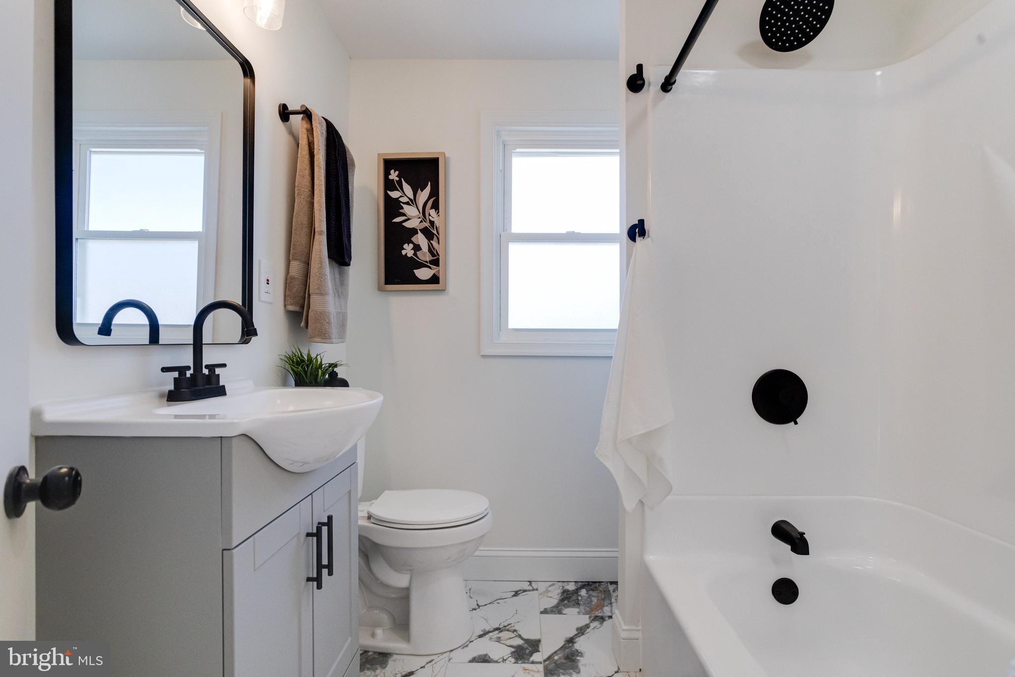 1729 Winans Avenue Halethorpe, MD 21227 - Photo 29 of 40 a bathroom with a sink a toilet a window and shower