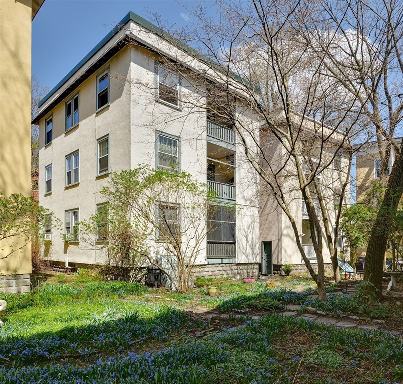 48 Crescent Street, Unit 2 Cambridge, MA 02138 - Photo 15 of 17 a view of a white house next to a yard with big trees