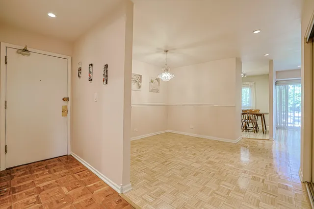 a view of a livingroom with a chandelier
