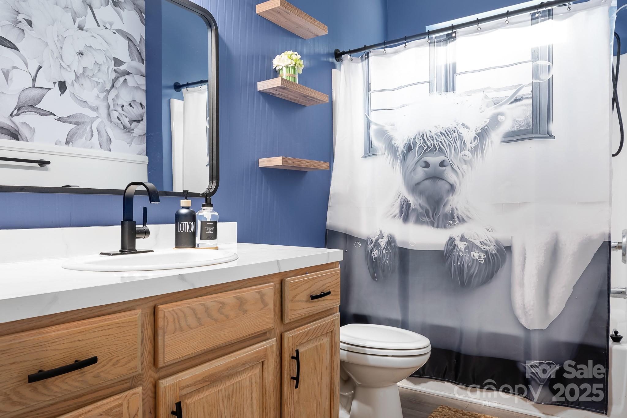4654 Rocky Hollow Road Davidson, NC 28036 - Photo 10 of 48 a bathroom with a sink a toilet and a mirror