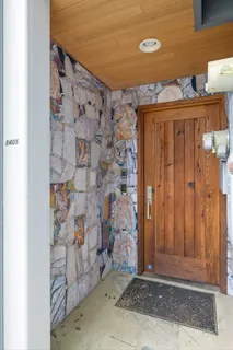 a view of a wooden door