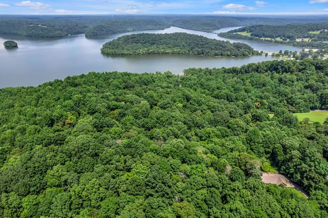 an aerial view of a houses with outdoor space and lake view