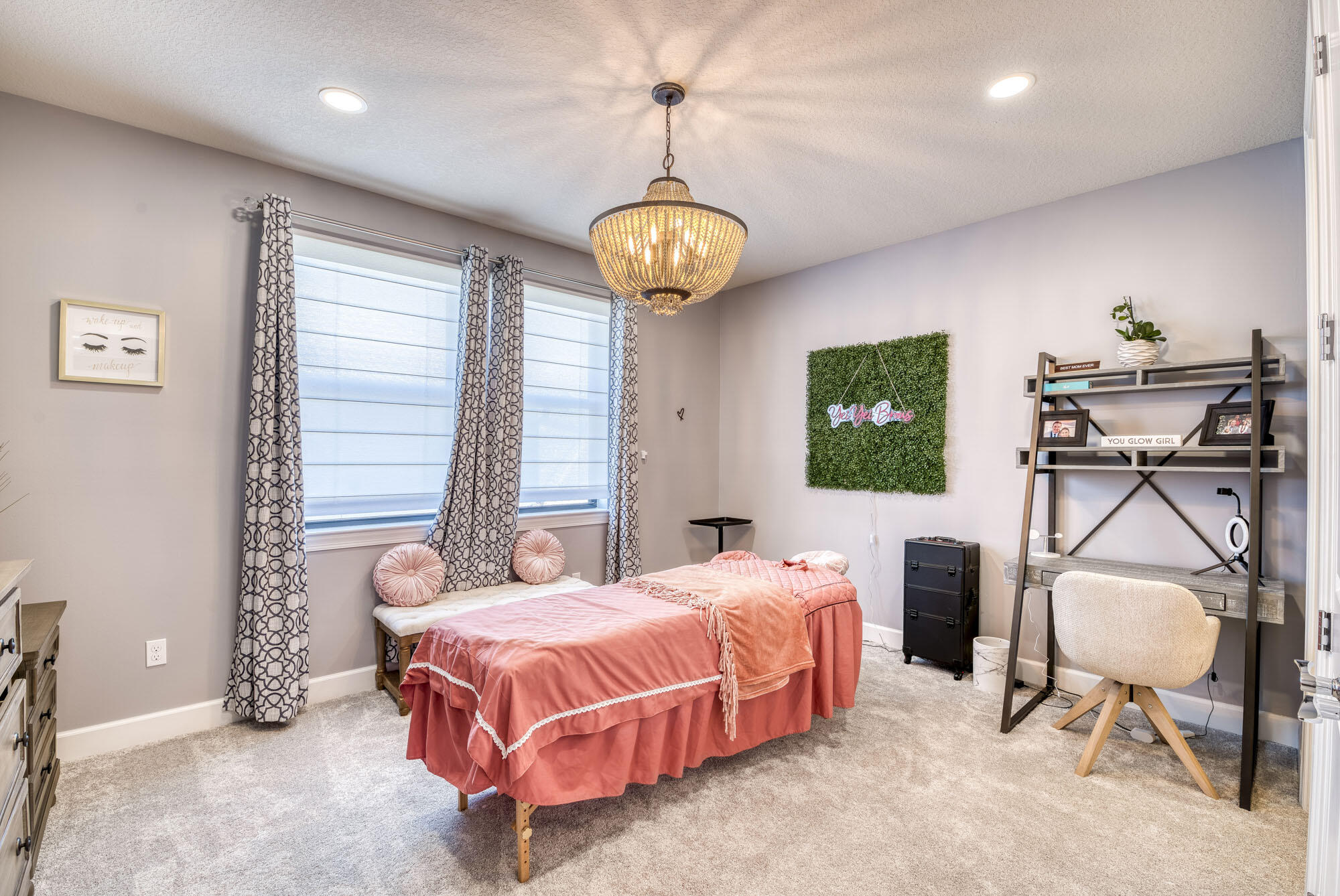 114 Cinder Dunes Point Jupiter, FL 33478 - Photo 50 of 62 a spacious bedroom with a bed and a chandelier