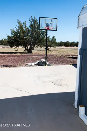 a view of a park with swings