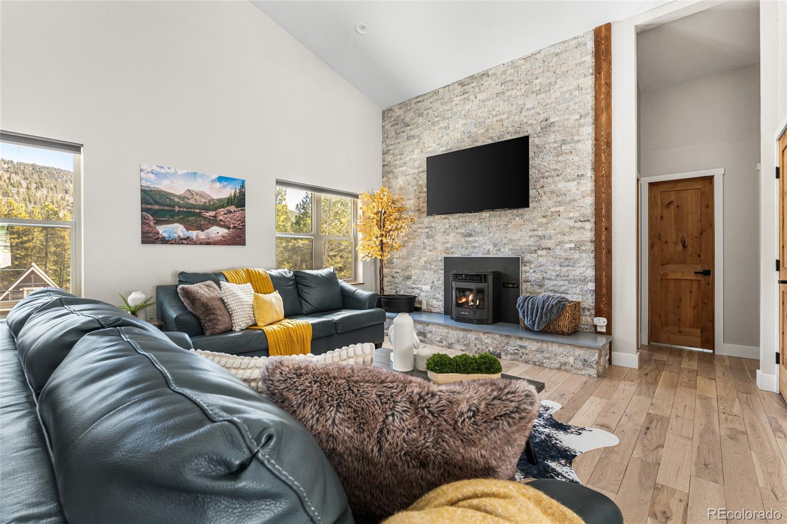 79 Beaver Road Idaho Springs, CO 80452 - Photo 7 of 50 a living room with furniture fireplace and flat screen tv