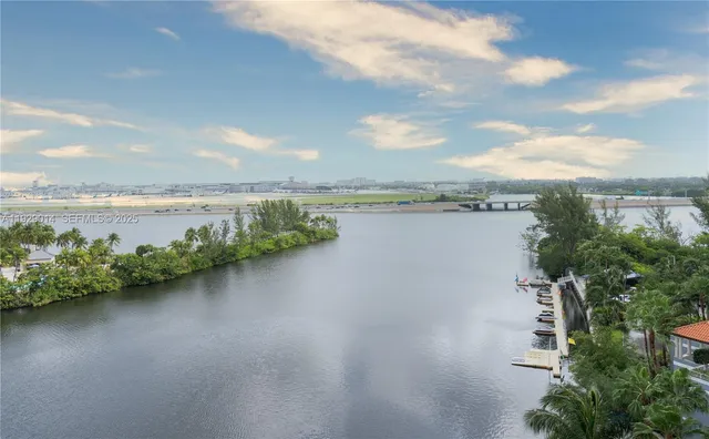 a view of a lake with a outdoor space