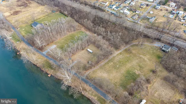 a view of a lake in middle of the town