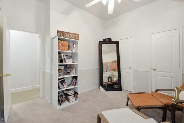 wooden floor with windows and closet