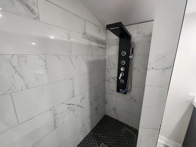 a bathroom with a shower