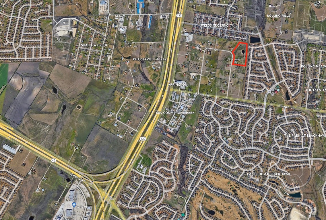 Aerial map of property and surrounding area