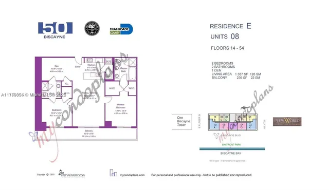 $850,000 | 50 Biscayne Boulevard, Unit 3308, Miami, FL 33132