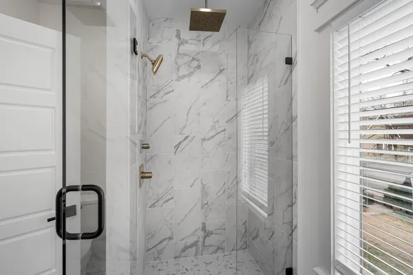 a bathroom with a shower