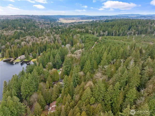a view of a lake with a mountain in the background