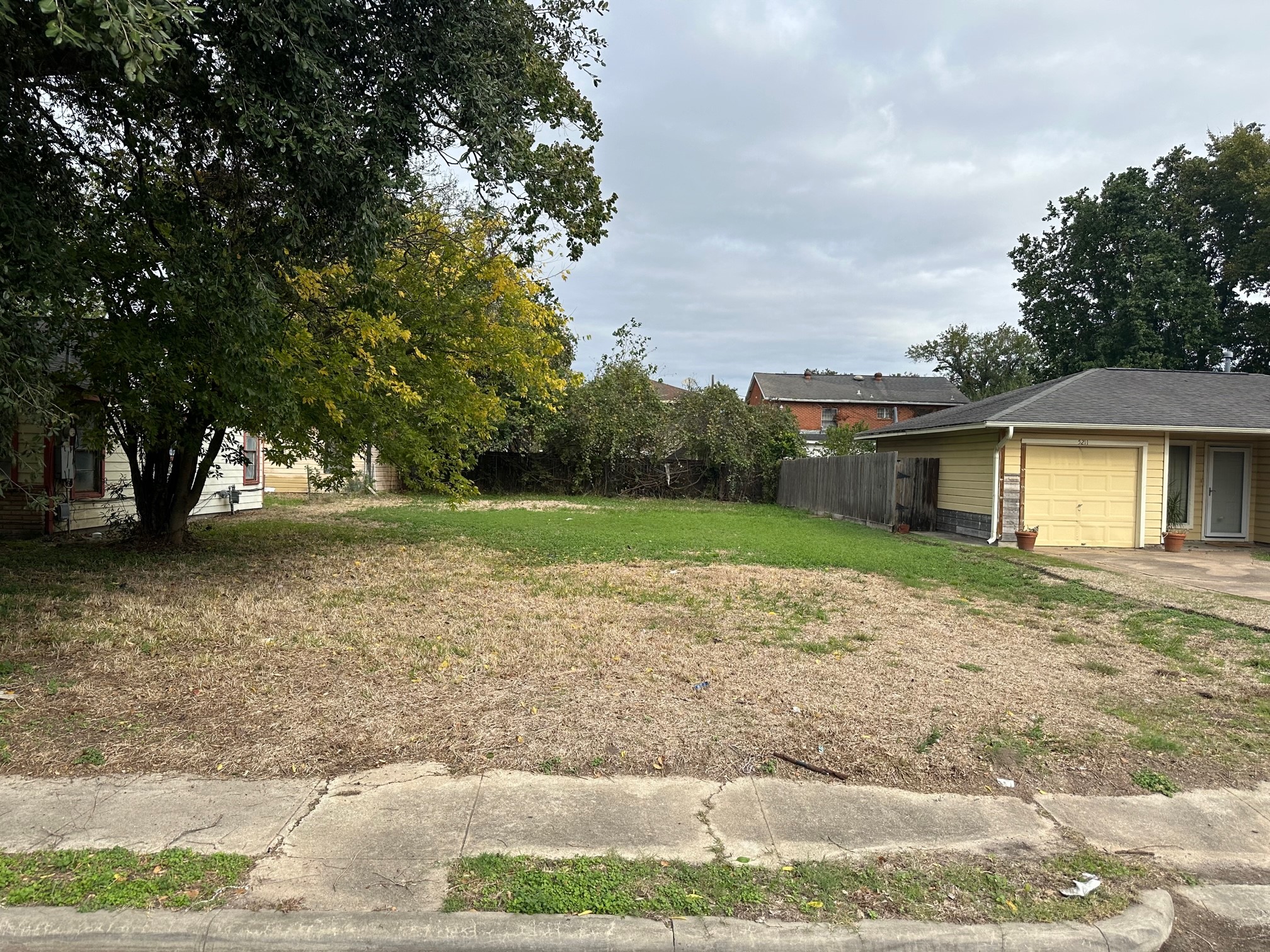 a view of a house with backyard and a tree