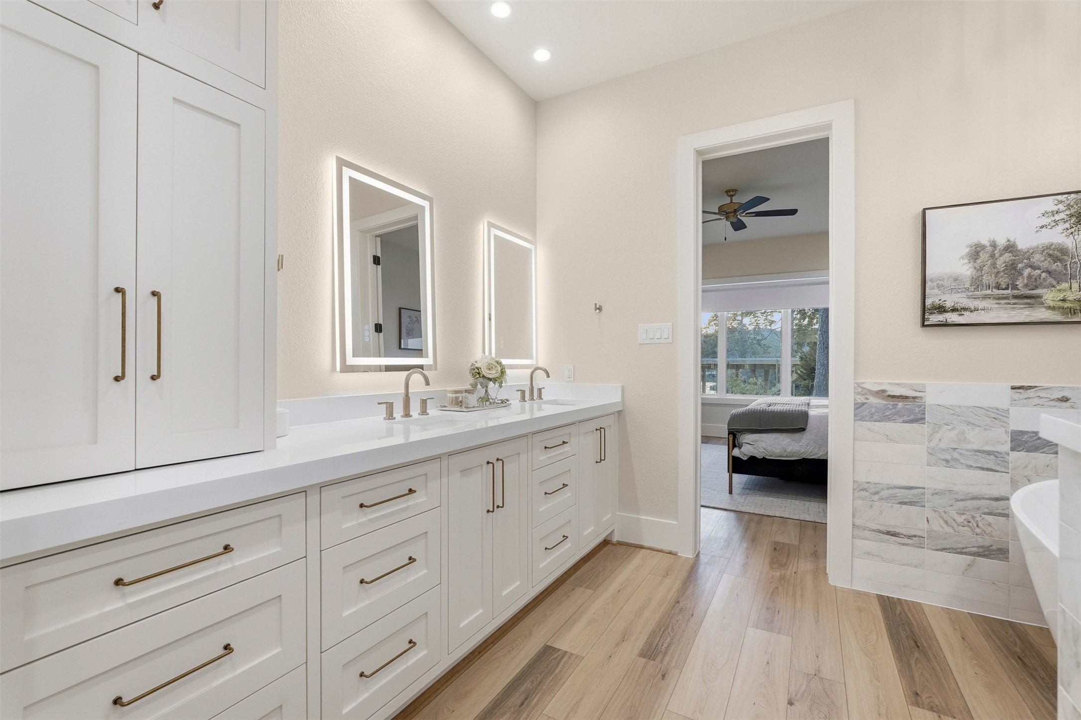 12833 Bruce Road Willis, TX 77318 - Photo 32 of 50 Double Vanity in Primary with Backlight Mirrors