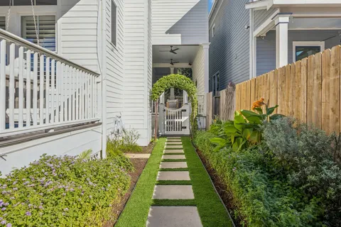 a view of a garden with pathway