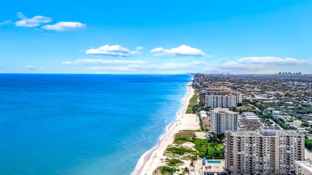 an aerial view of a house with a yard and potted plants