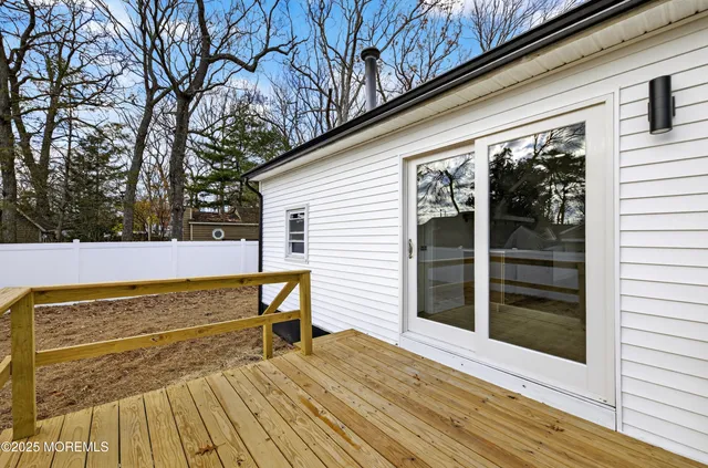 a view of a balcony with a door