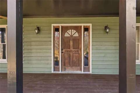 a view of wooden door