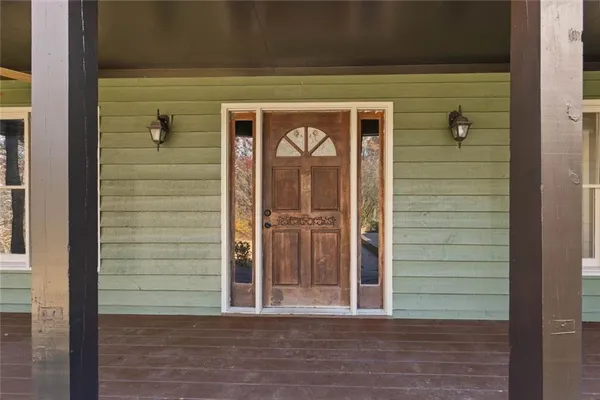 a view of wooden door