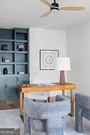 a view of a city with a building in the background