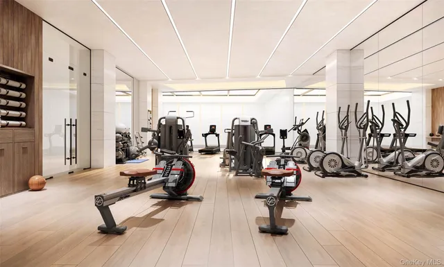 a view of a room with gym equipment