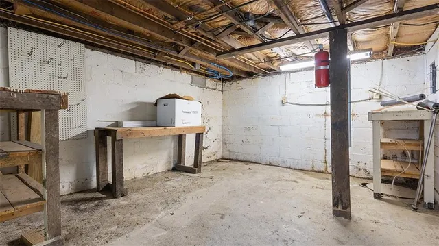 a view of a room with a garage