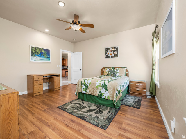 255 East 1200 North Mapleton, UT 84664 - Photo 11 of 37 Spacious room featuring wood-finish flooring, recessed lighting, and a ceiling fan