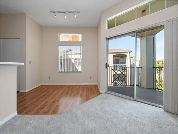 an empty room with windows