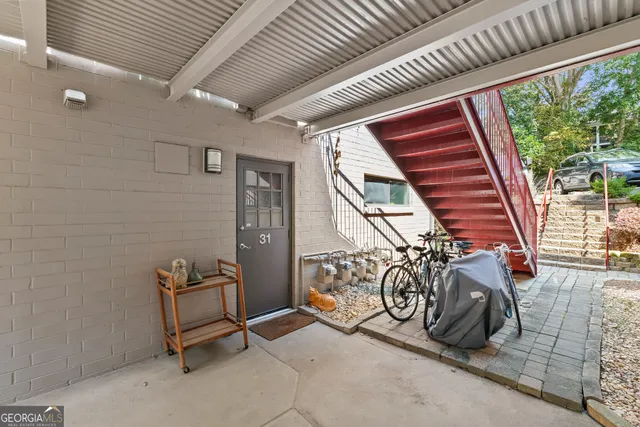 a view of an outdoor space with seating area