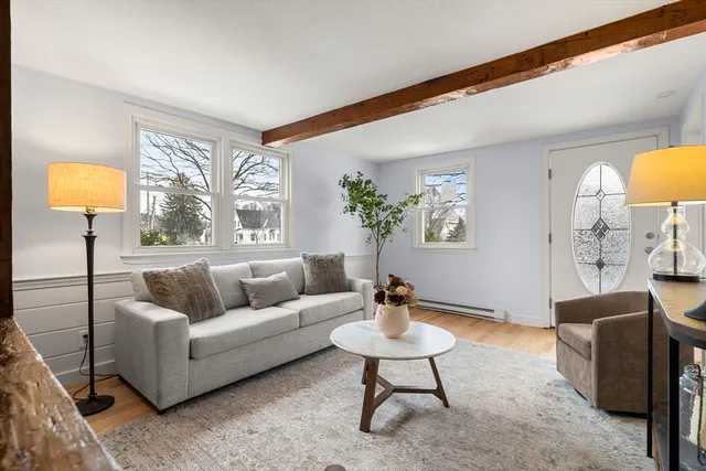 a view of an empty room with stairs