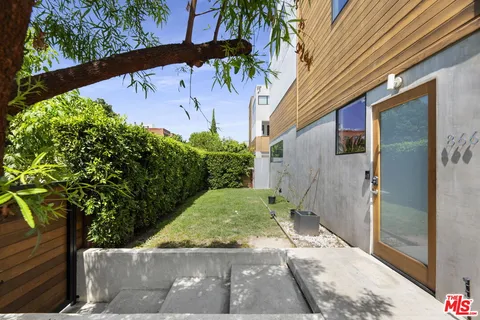 a view of a backyard with plants