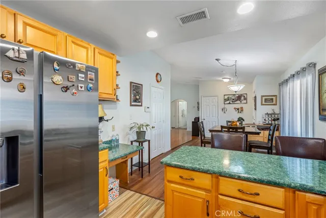 a kitchen with granite countertop lots of counter top space