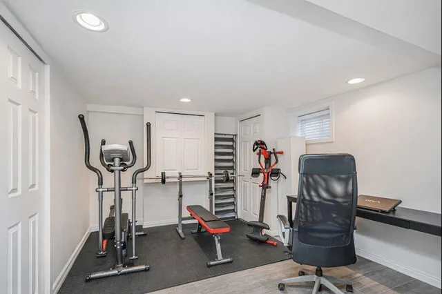 a view of a room with gym equipment