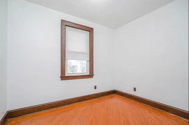 a view of a room with a window