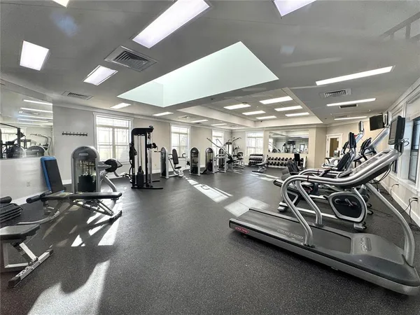 a view of a room with gym equipment