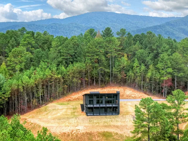 a view of a swimming pool with a yard