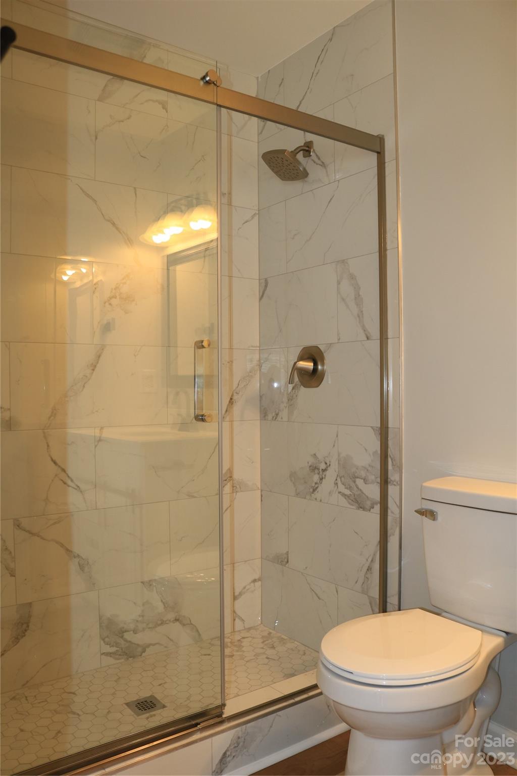 11011 Harrowfield Road Charlotte, NC 28226 - Photo 19 of 24 a bathroom with a shower and a toilet