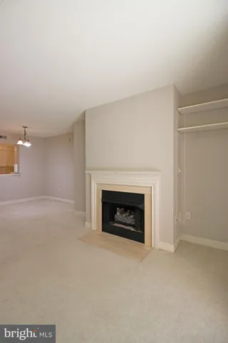 a room with a fireplace