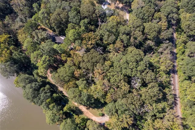 a view of a house with a lush green forest