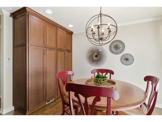 a view of a dining area with furniture