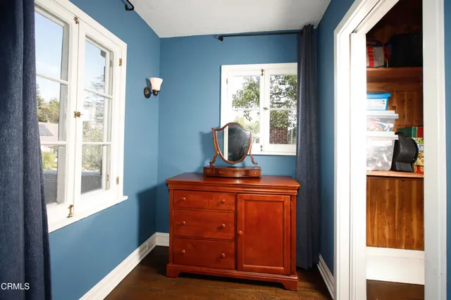 a view of kitchen with wooden floor