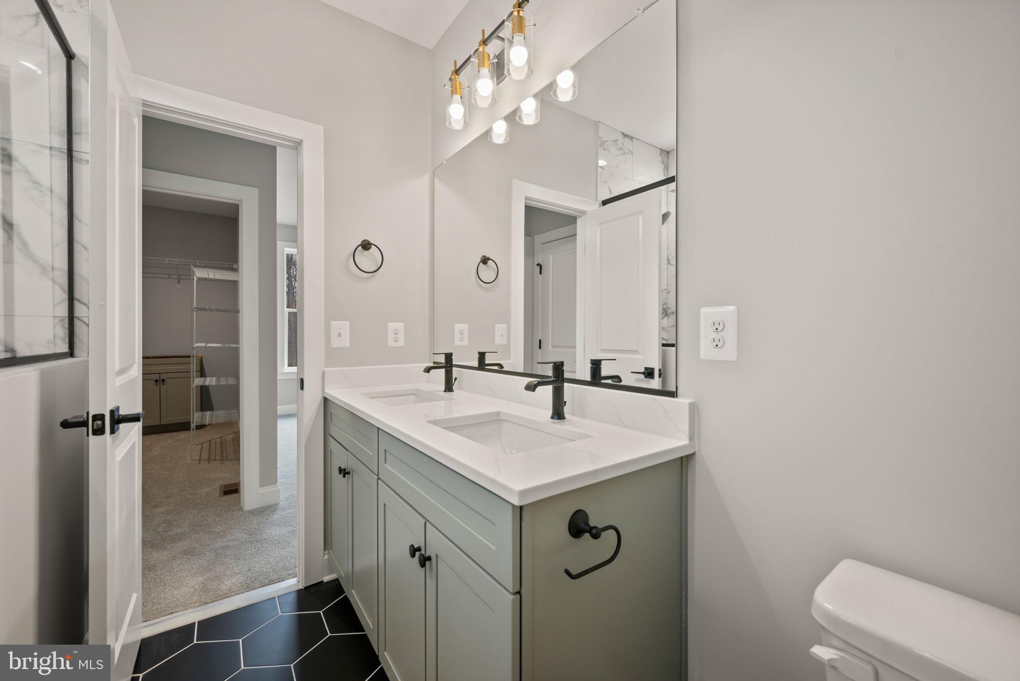 9436 Ridgely Avenue Baltimore, MD 21234 - Photo 23 of 44 a bathroom with a sink a toilet a mirror and shower