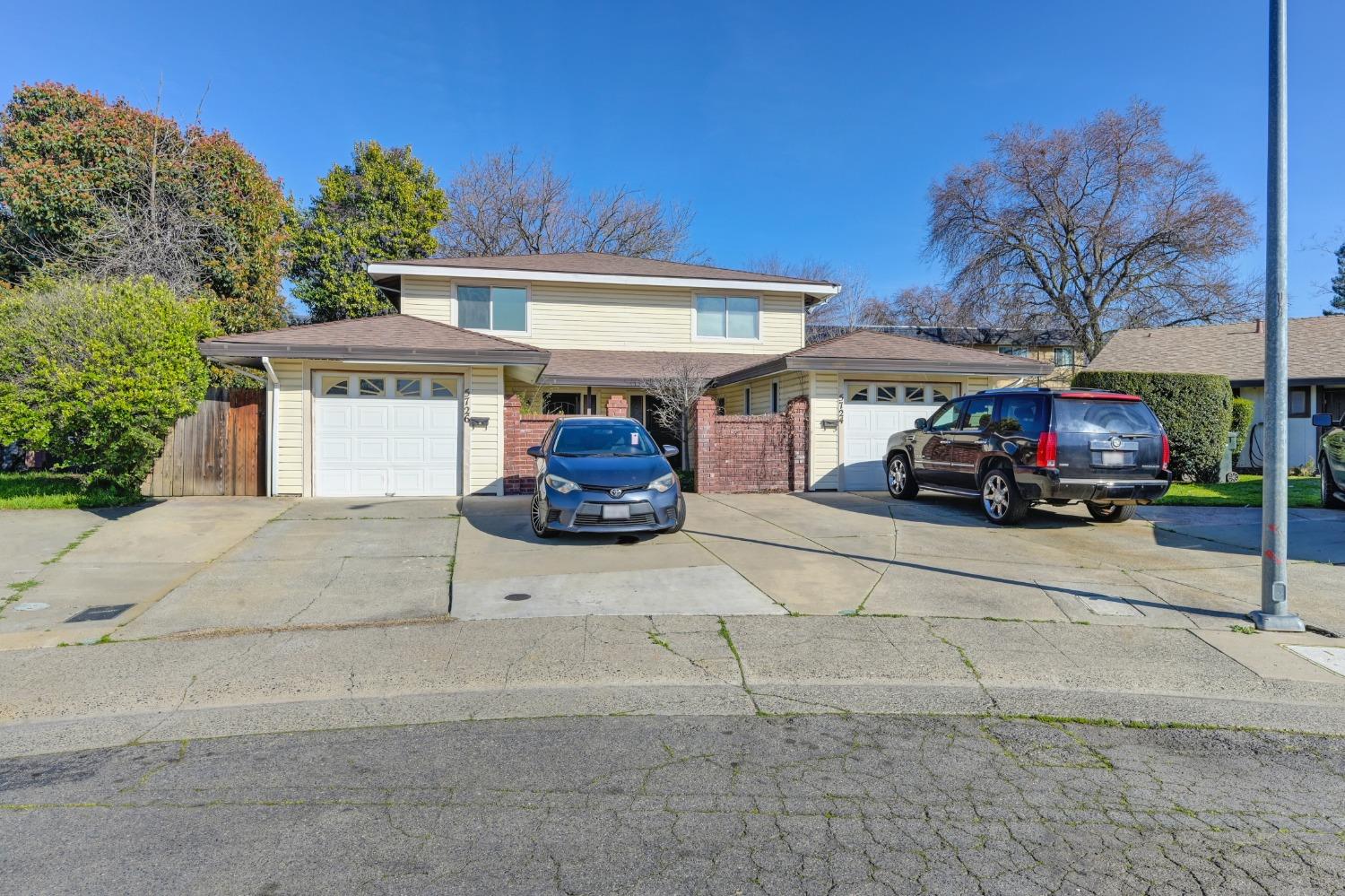 5724 Jana Court Carmichael, CA 95608 - Photo 1 of 1 Great investment opportunity. Charming Carmichael duplex on a cul-de-sac, each unit is 1,314 square feet, with three spacious bedrooms 1 1/2 baths, inside laundry room. Spacious backyards with covered patios.