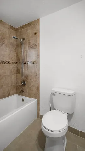 a bathroom with a toilet and a bathtub