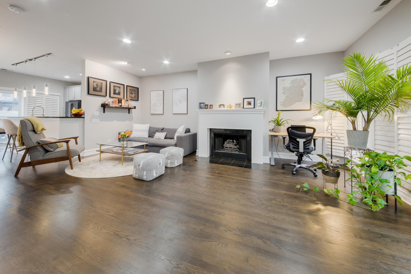 1316 West Fillmore Street, Unit B Chicago, IL 60607 - Photo 5 of 42 a living room with furniture and a fireplace