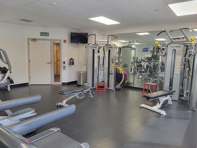 a view of a room with gym equipment