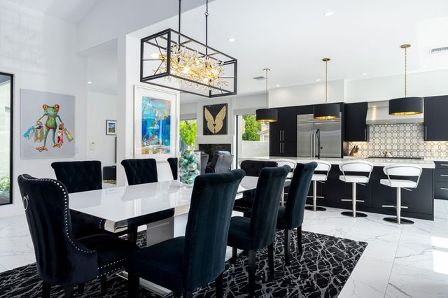 a view of a dining area with furniture